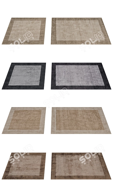  Elegant Blade Border Rug: Hand-loomed Luxury 3D model image 2