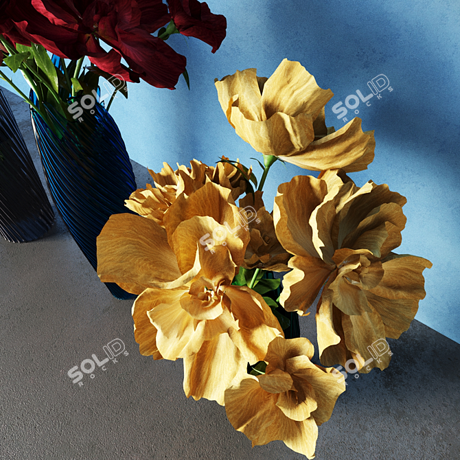 Elegant Bouquet of Roses 3D model image 2