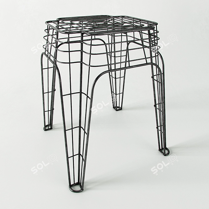 Zara Home Metal Stool Frame - Sleek and Stylish! 3D model image 1