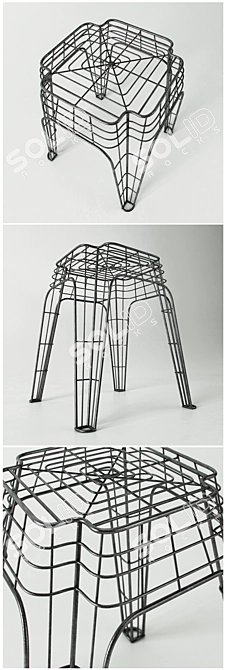 Zara Home Metal Stool Frame - Sleek and Stylish! 3D model image 2