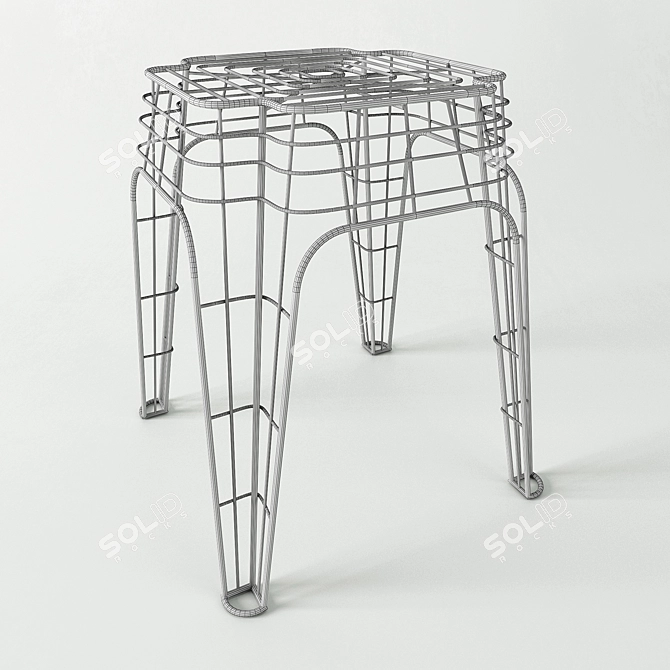 Zara Home Metal Stool Frame - Sleek and Stylish! 3D model image 3