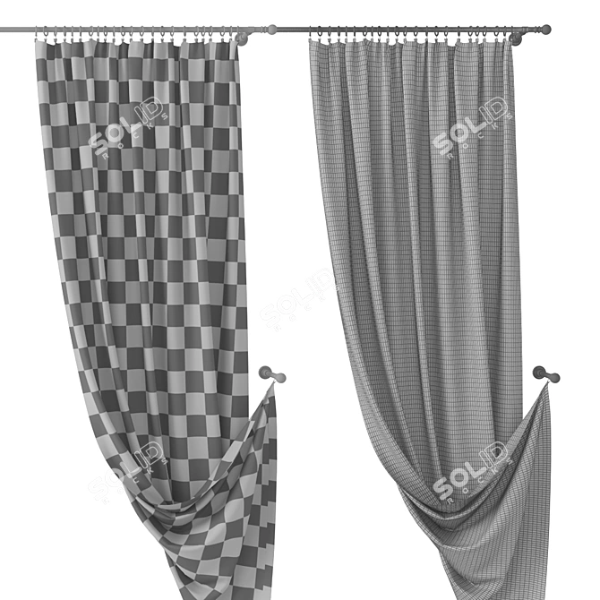 Modern 08 Curtains, Height 260cm 3D model image 3