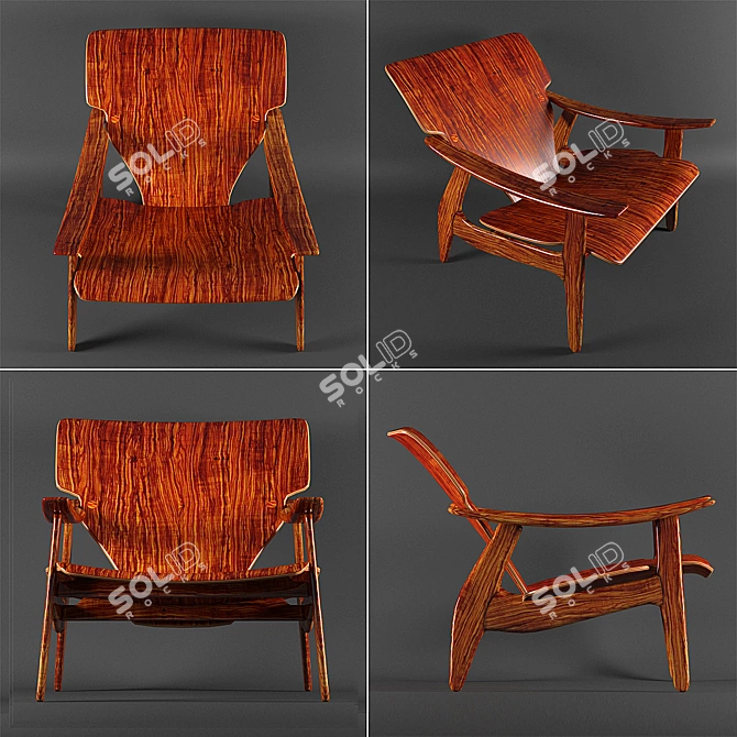 Sergio Rodrigues Armchair: Stylish Design 3D model image 2