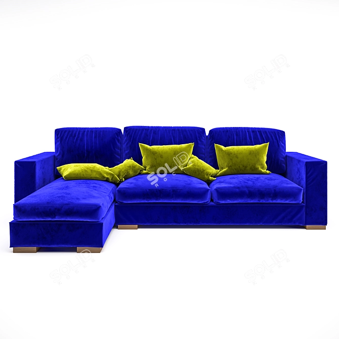 Blue Velvet Modern Sofa 3D model image 1