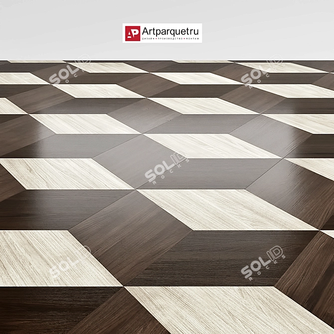 Elegant Oak Parquet Flooring 3D model image 1