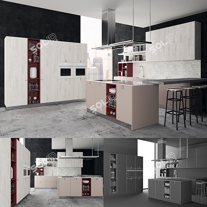 Alvic Modern Kitchen 3D model image 1