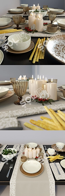 Tasteful Tognana Algarve Beige Tableware 3D model image 2