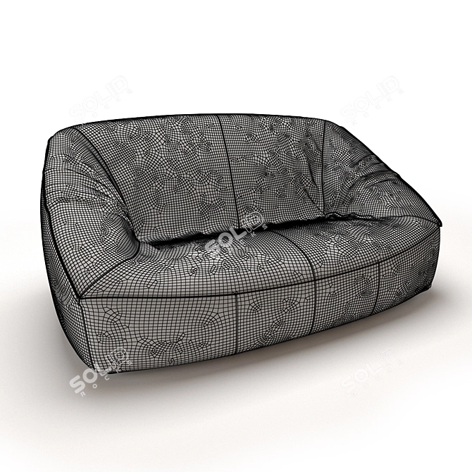 Luxury Brown Leather Sofa 3D model image 3