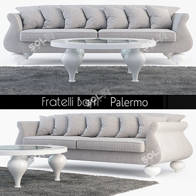 Luxury Polermo Sofa Set 3D model image 1