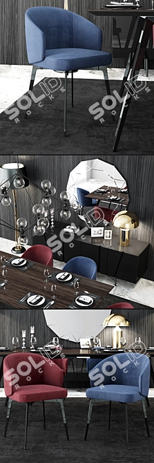 Title: Lema BEA Table and Chair Set 3D model image 2