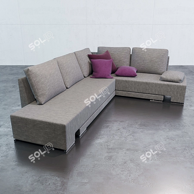 Vento Corner Sofa Bed: Stylish Transformation & Functional Design 3D model image 1