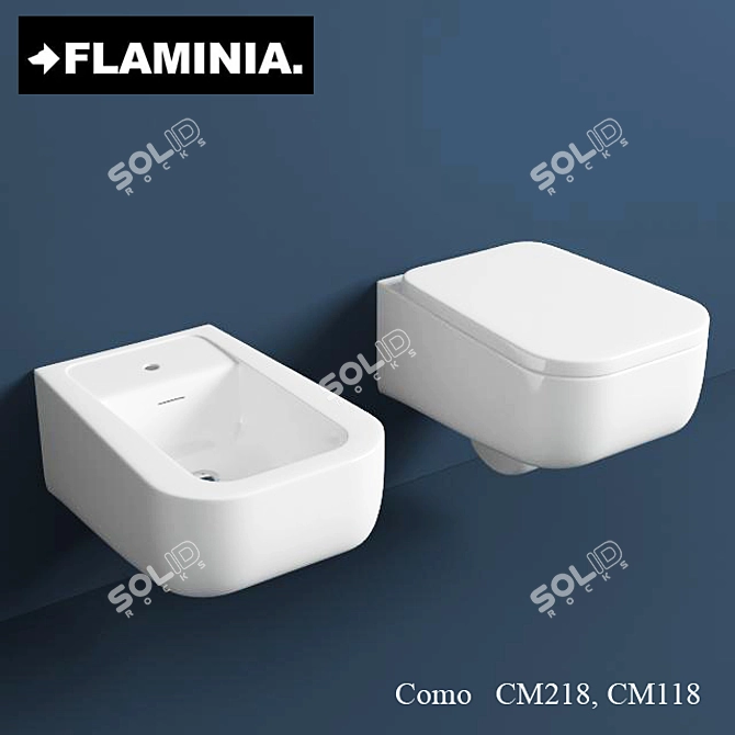 Flaminia Como Wall-Mounted Toilet and Bidet 3D model image 1