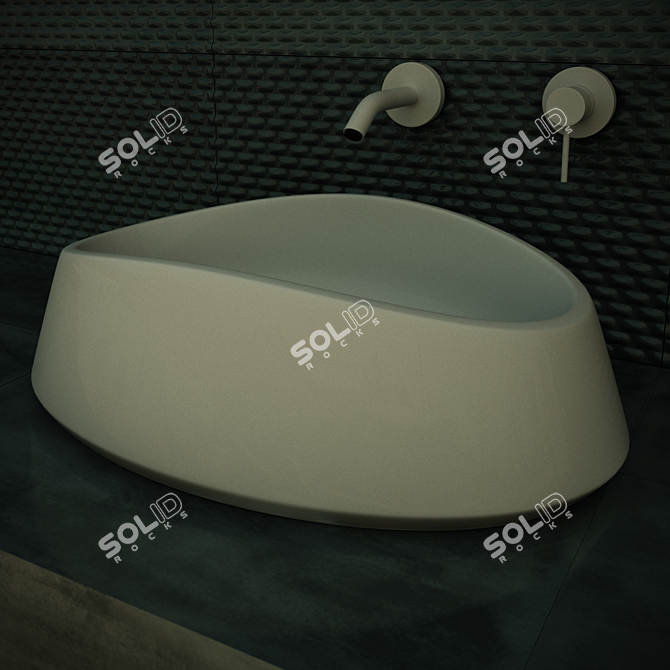 GENESI Waybill Sink: Artificial Stone, White Color 3D model image 2