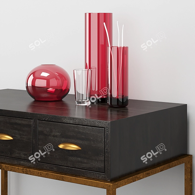 Felix Julian Chichester Compact Desk: Vintage-Inspired Ebonised Oak 3D model image 2