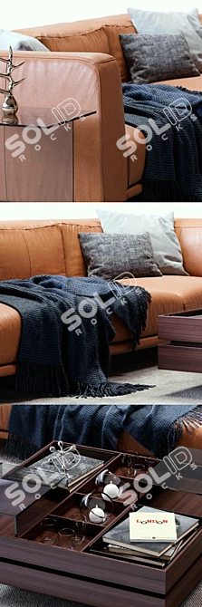 Stylish Ditre Italia St. Germain Leather Sofa 3D model image 2