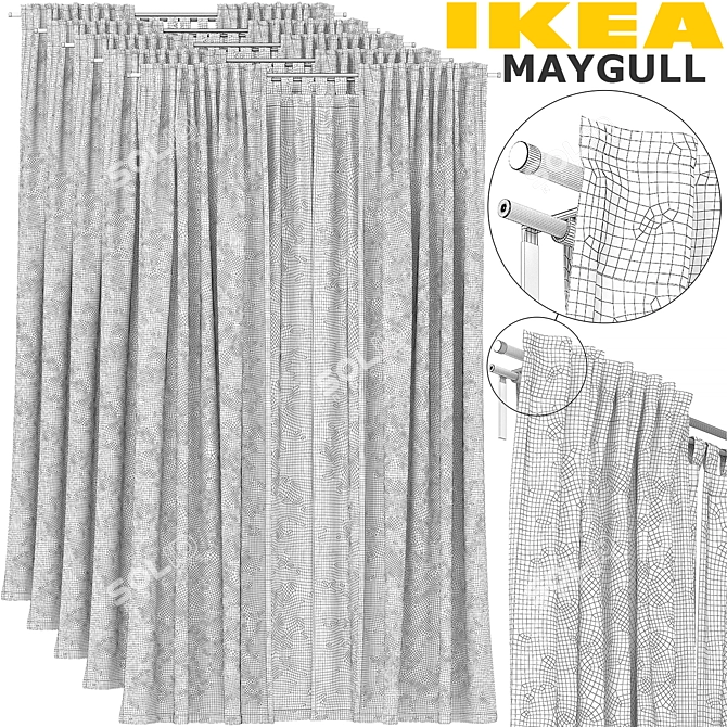 Elegant IKEA Curtain Set: MAYGULL, Matilda, REKKA 3D model image 3