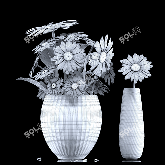  Daisy Delight: Fresh Bouquet in a Vase 3D model image 2