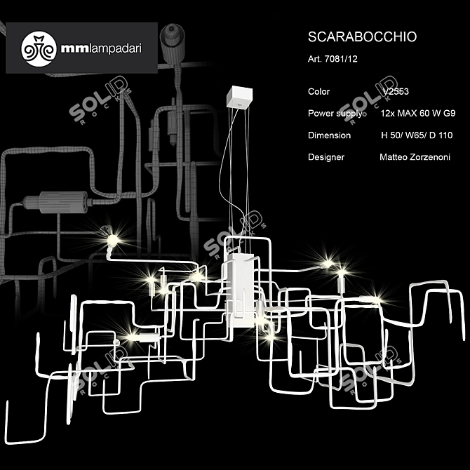 Scarabocchio Chandelier: Italian Contemporary Elegance 3D model image 1