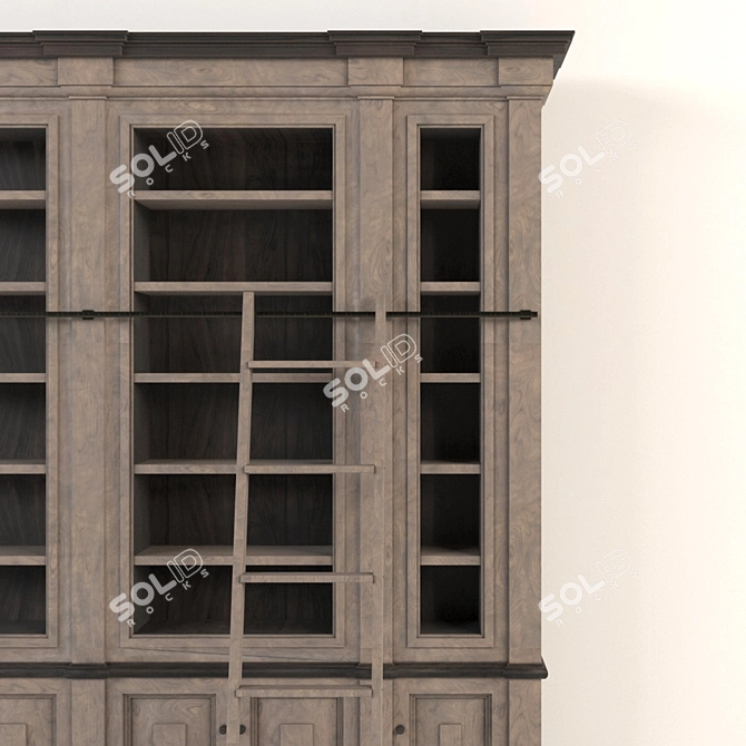 Elegant Bookcase with Staircase 3D model image 2