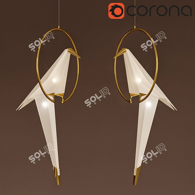 Graceful Origami Bird Lamp 3D model image 1