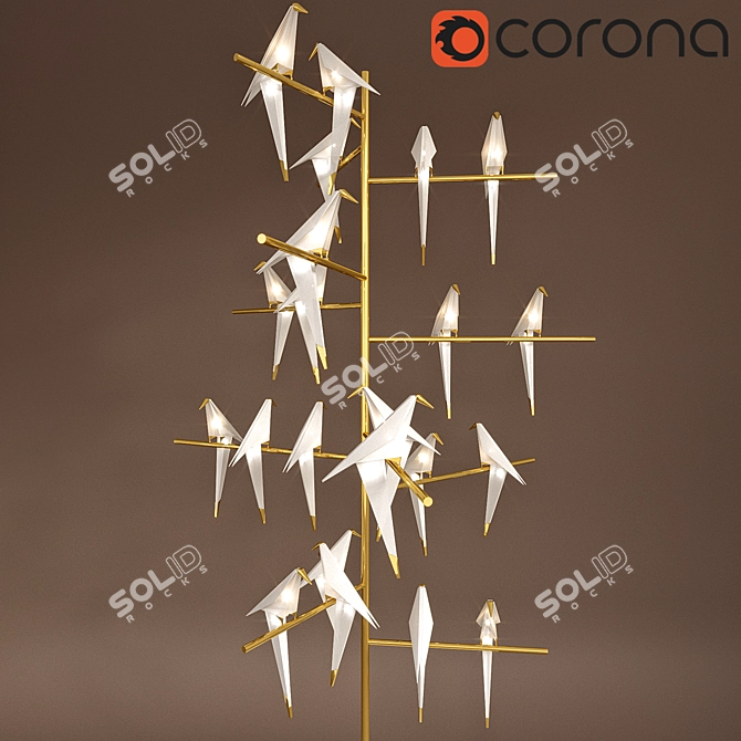 Graceful Origami Bird Lamp 3D model image 3