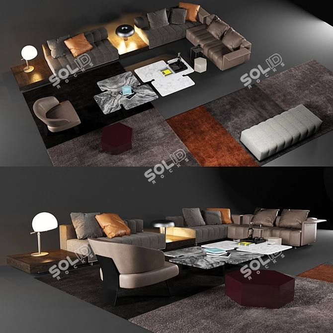 Modern Minotti Lounge Furniture 3D model image 2