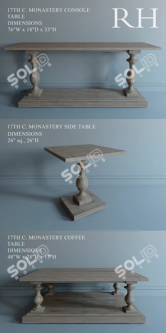 Antique Inspired Monastery Console 3D model image 2