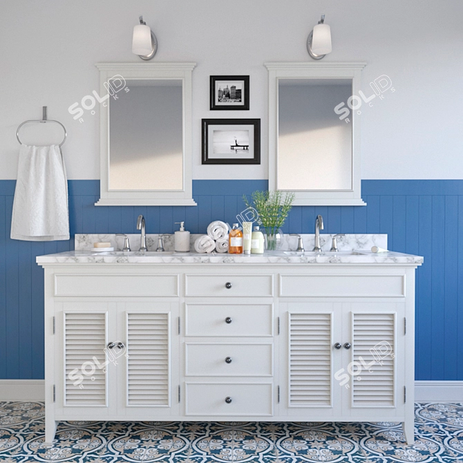 Luxurious Piedmont Bathroom Set 3D model image 1