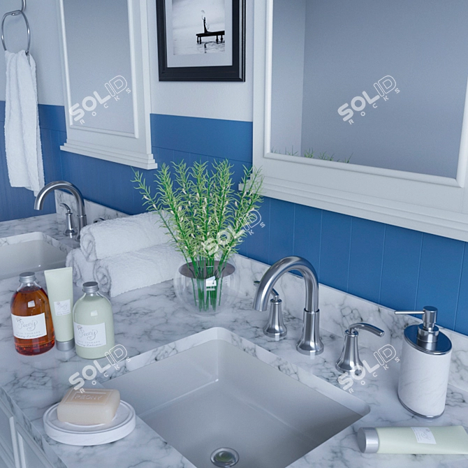 Luxurious Piedmont Bathroom Set 3D model image 2