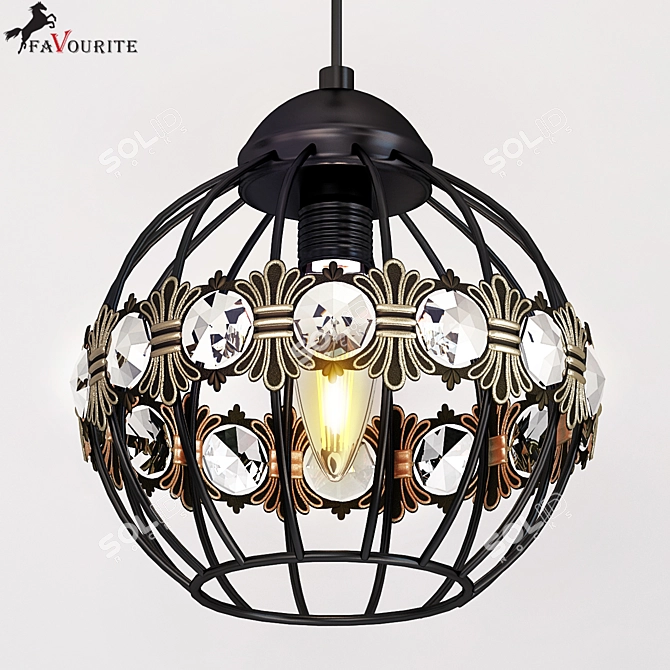 Elegant Metal Crystal Pendant 3D model image 1