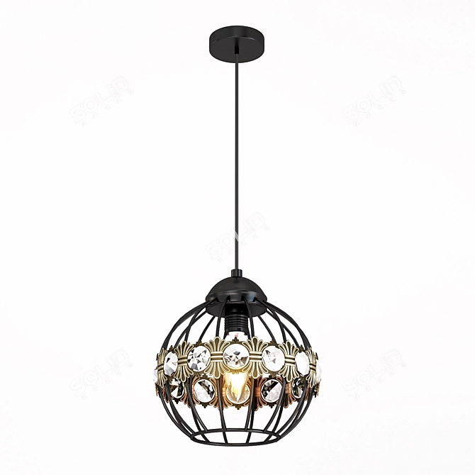 Elegant Metal Crystal Pendant 3D model image 2