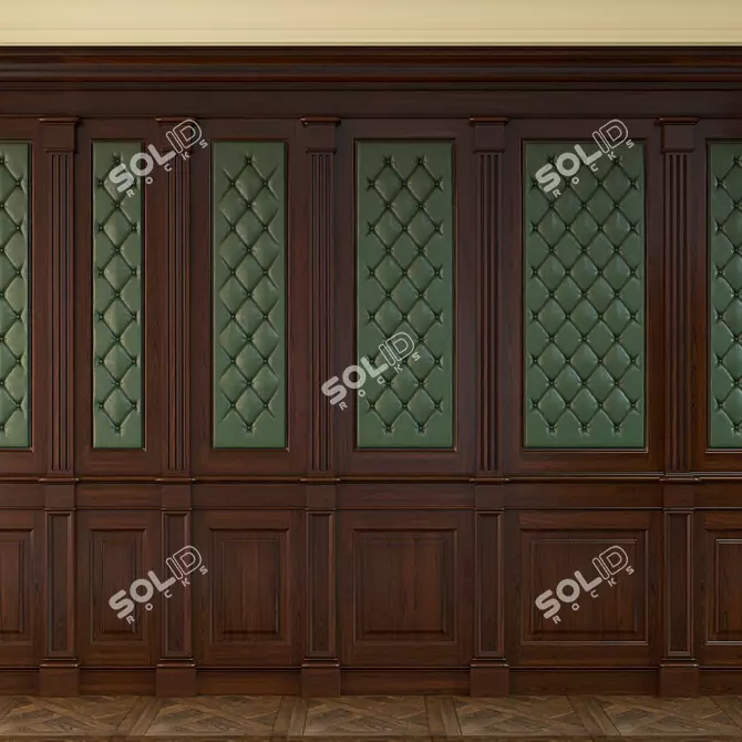 Wooden Panel Set with Leather Accents 3D model image 1