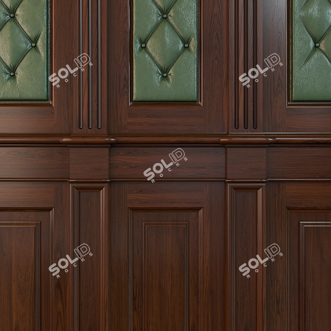 Wooden Panel Set with Leather Accents 3D model image 2