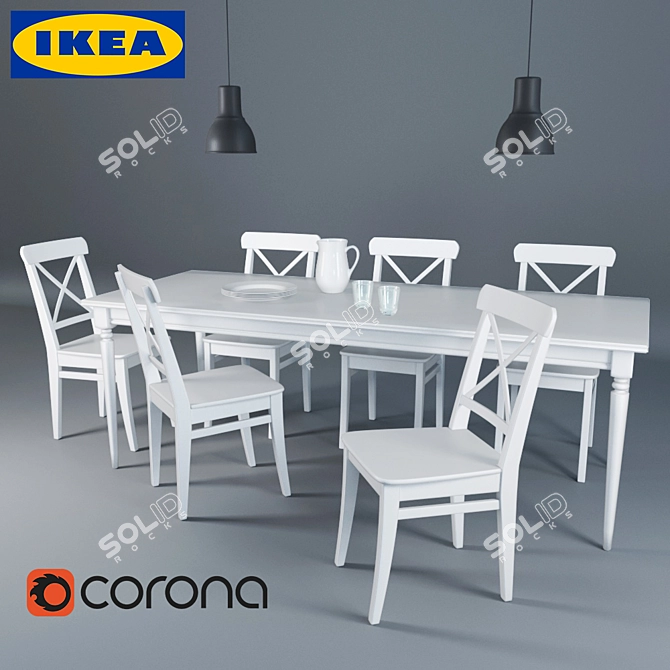 Modern Living Room Set | IKEA Collection 3D model image 1