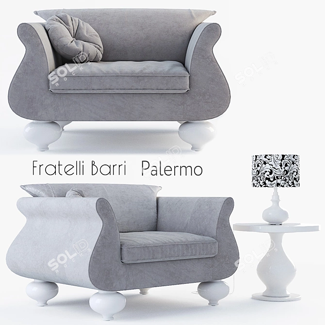 Italian Chic Armchair Set 3D model image 1