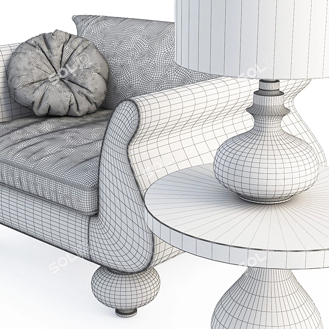 Italian Chic Armchair Set 3D model image 2