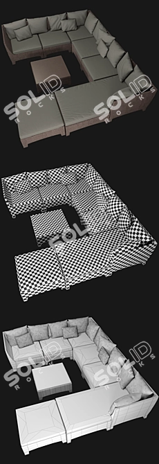 Modular Barcelona Dedon: Versatile and Stylish 3D model image 3