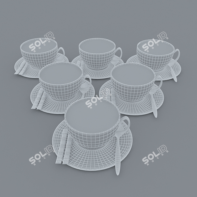 Aromatic Cappuccino Cups | Vray & Corona Scene 3D model image 3