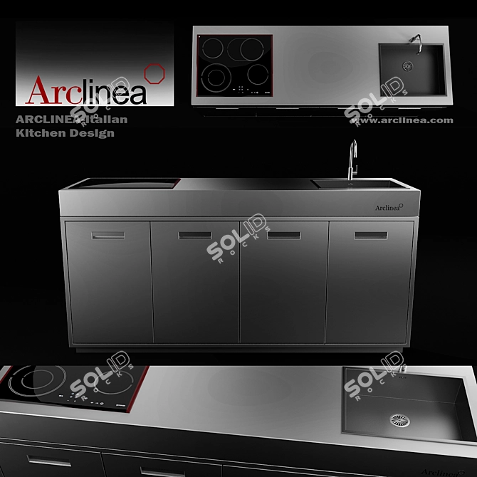Sleek Arclinea Kitchen: Superior Design, Exquisite Craftsmanship 3D model image 1