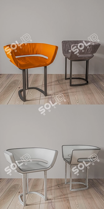 Sleek Poly Modern Chair 3D model image 3