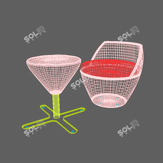 Elegant Rattan Seating Set 3D model image 2