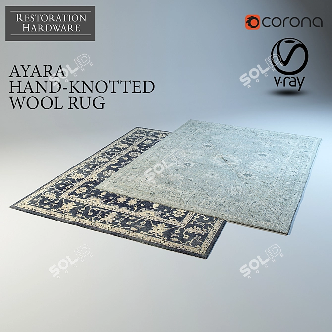 Luxury Ayara Hand-Knotted Rug 3D model image 1