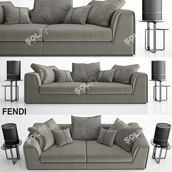 Fendi Prestige Sofa: Exquisite Elegance 3D model image 1