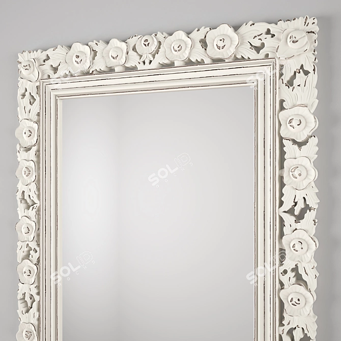 Exquisite Floral Carved Leaner Mirror 3D model image 2