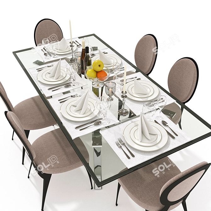 Cantori Atlante Dining Table & Miss Chair Set 3D model image 2