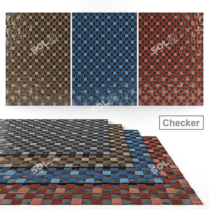 Chic Checkered Carpets: 4 Color Options 3D model image 1