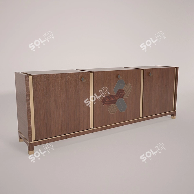 BK Design: Stylish and Spacious 220 cm Desk 3D model image 1