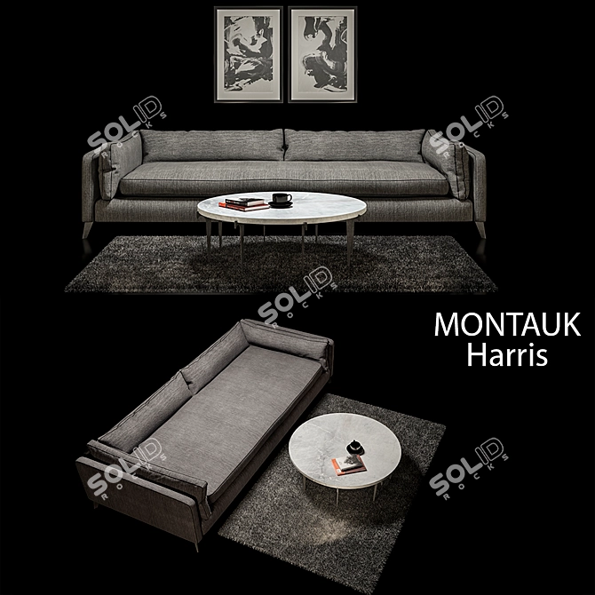 Luxury Montauksofa Harris & Archetype Marble Table 3D model image 1
