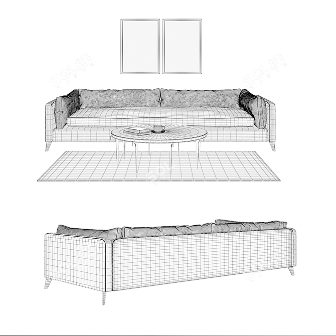Luxury Montauksofa Harris & Archetype Marble Table 3D model image 2