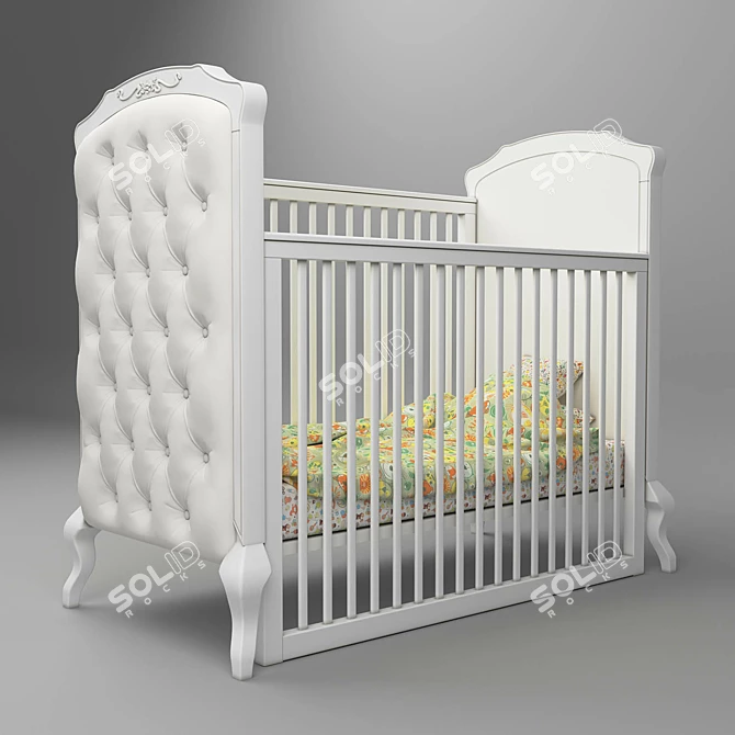 Versatile Children's Bed with Adjustable Height Orthopedic Base 3D model image 1